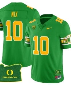 Bo Nix Jersey #11 Oregon Ducks ‘Mighty Oregon’ Throwback Football Uniforms Oregon State Patch Green