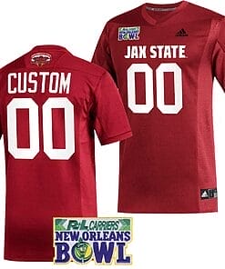 Custom Jacksonville State Gamecocks Jersey Name and Number 2023 New Orleans Bowl Patch Football Red