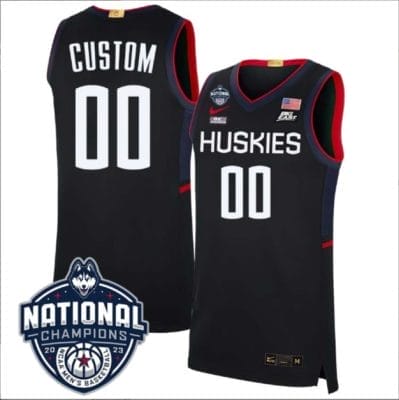 Custom UConn Huskies Jersey Name and Number 2023 National Champions College Basketball Black