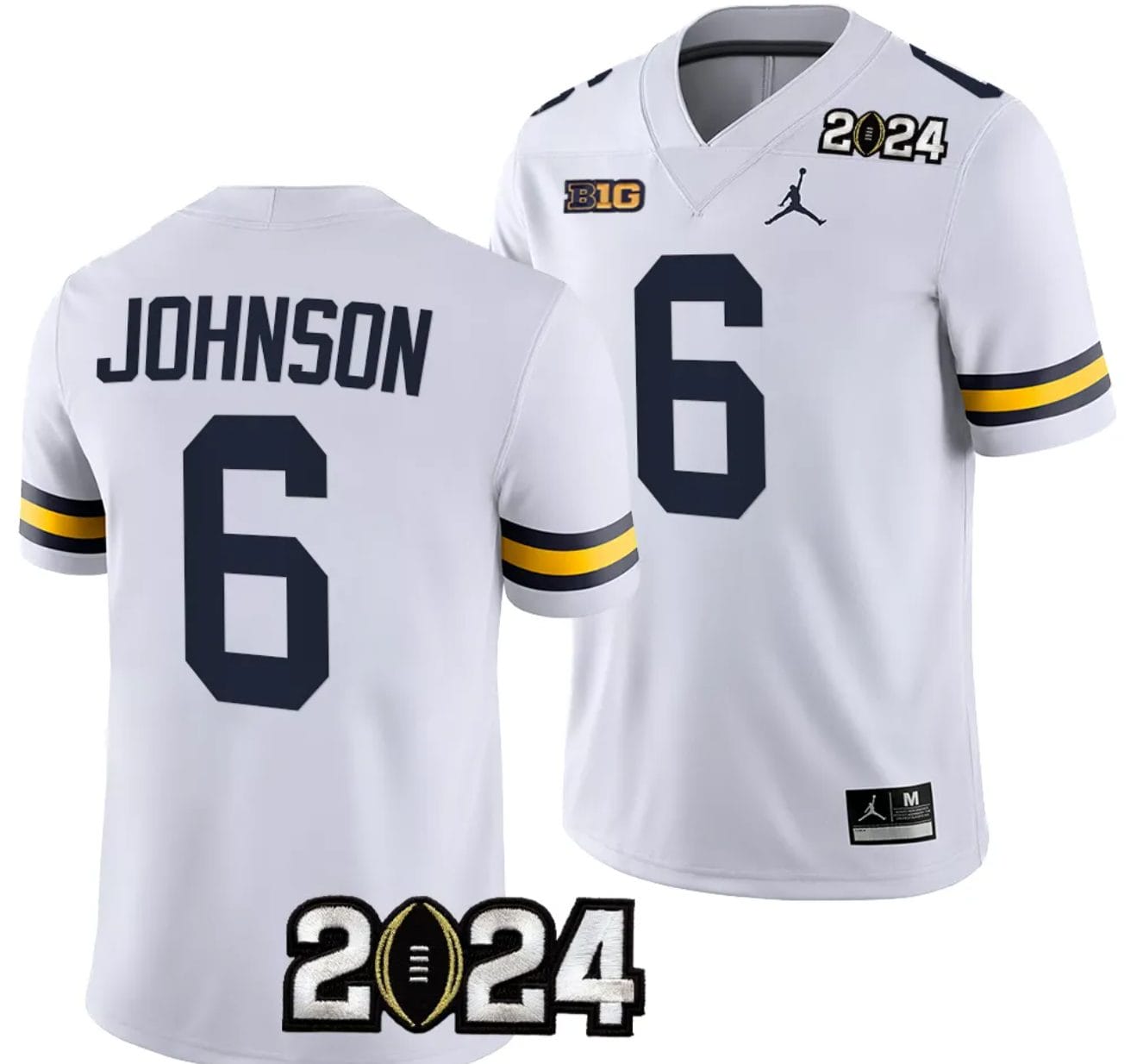 Cornelius Johnson Jersey #6 Michigan Wolverines 2024 Football National Championship Playoff White 1 Cornelius Johnson Jersey #6 Michigan Wolverines 2024 Football National Championship Playoff White