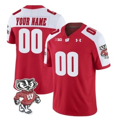 Custom Wisconsin Badgers Jersey Name and Number Vapor Limited College Football Red Alternate