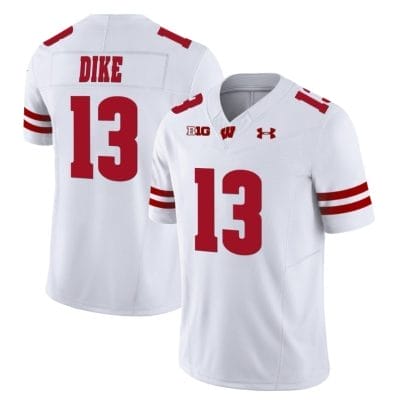 Chimere Dike Jersey #13 Wisconsin Badgers Vapor Limited College Football White 8 Chimere Dike Jersey #13 Wisconsin Badgers Vapor Limited College Football White