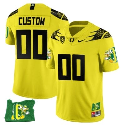 Custom Oregon Ducks Jersey Oregon State Patch Name and Number Football Yellow
