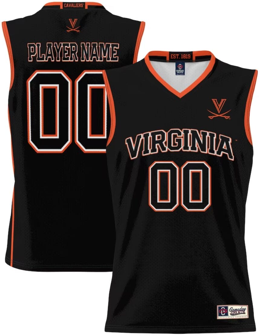 Custom Virginia Cavaliers Jersey Name and Number GameDay Greats Basketball Lightweight Black 1 Custom Virginia Cavaliers Jersey Name and Number GameDay Greats Basketball Lightweight Black