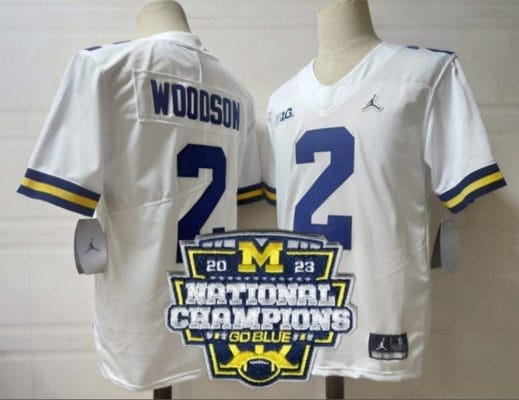 Charles Woodson Jersey #2 Michigan Wolverines Football 2023 National Champions Patch White