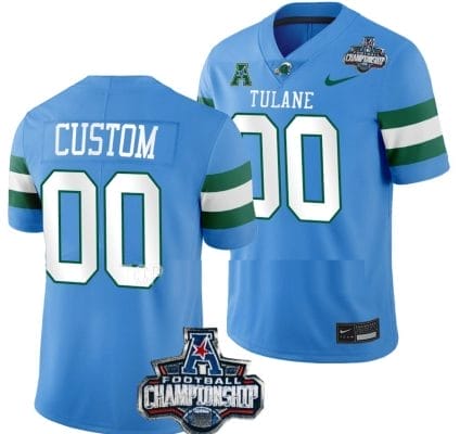 Custom Tulane Green Wave Jersey Name and Number 2022 ACC Football Championship Blue 8 Custom Tulane Green Wave Jersey Name and Number 2022 ACC Football Championship Blue