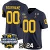 Custom Michigan Wolverines Jersey Name and Number Vapor Limited Football 2024 National Champions Patch Navy