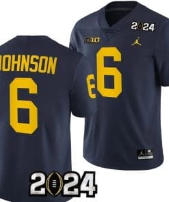Cornelius Johnson Jersey #6 Michigan Wolverines 2024 Football National Championship Playoff Navy