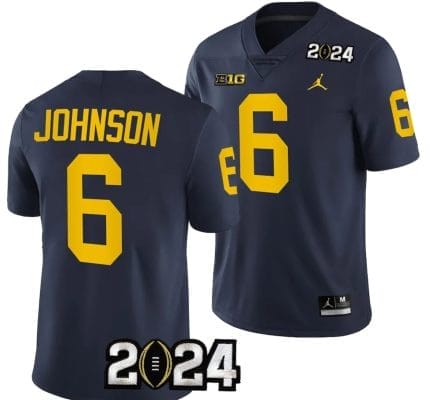 Cornelius Johnson Jersey #6 Michigan Wolverines 2024 Football National Championship Playoff Navy 8 Cornelius Johnson Jersey #6 Michigan Wolverines 2024 Football National Championship Playoff Navy