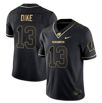 Chimere Dike Jersey #13 Wisconsin Badgers Gold Vapor College Football Black Gold