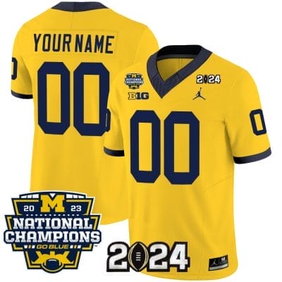 Custom Michigan Wolverines Jersey Name and Number Vapor Limited Football 2024 National Champions Patch Maize 8 Custom Michigan Wolverines Jersey Name and Number Vapor Limited Football 2024 National Champions Patch Maize