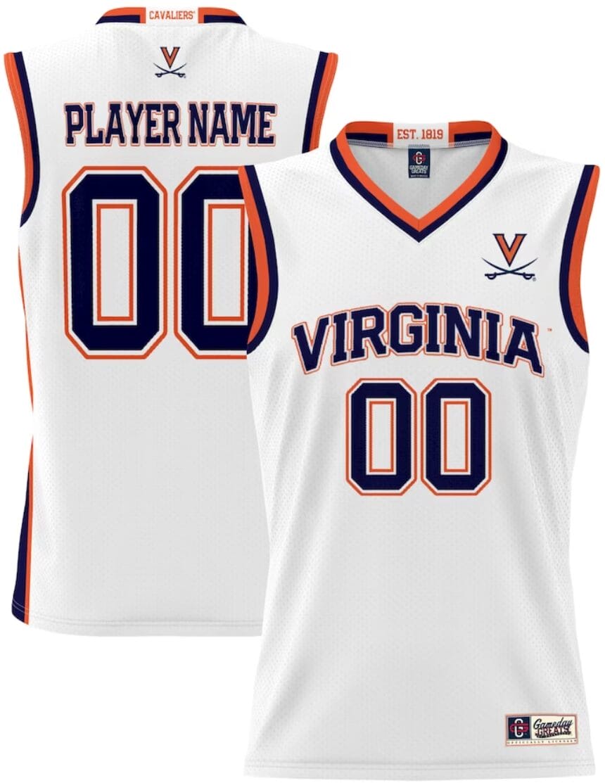 Custom Virginia Cavaliers Jersey Name and Number GameDay Greats Basketball Lightweight White 1 Custom Virginia Cavaliers Jersey Name and Number GameDay Greats Basketball Lightweight White
