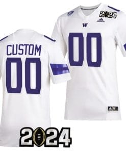 Custom Washington Huskies Jersey Name and Number 2024 College Football Playoff National Championship White