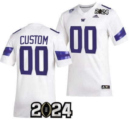 Custom Washington Huskies Jersey Name and Number 2024 College Football Playoff National Championship White 8 Custom Washington Huskies Jersey Name and Number 2024 College Football Playoff National Championship White