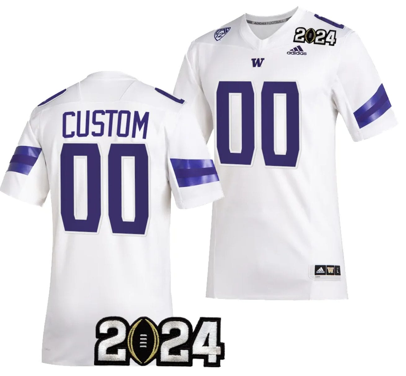 Custom Washington Huskies Jersey Name and Number 2024 College Football Playoff National Championship White 1 Custom Washington Huskies Jersey Name and Number 2024 College Football Playoff National Championship White