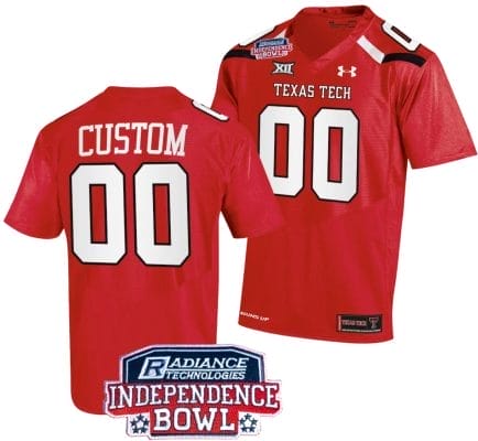 Custom Texas Tech Red Raiders Jersey Name and Number Independence Bowl Patch Football 2023 Red