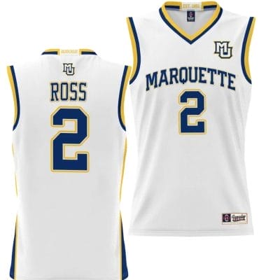 Chase Ross Jersey #2 Marquette Golden Eagles NIL Basketball Lightweight White