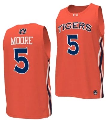 Chris Moore Jersey #5 Auburn Tigers College Basketball Replica Orange