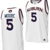 Chris Moore Jersey #5 Auburn Tigers Replica College Basketball 2023-24 White