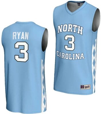 Cormac Ryan Jersey #3 UNC Tar Heels Basketball Lightweight Blue