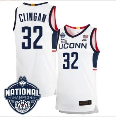 Donovan Clingan Jersey #31 UConn Huskies 2023 National Champions College Basketball White Home 8 Donovan Clingan Jersey #31 UConn Huskies 2023 National Champions College Basketball White Home