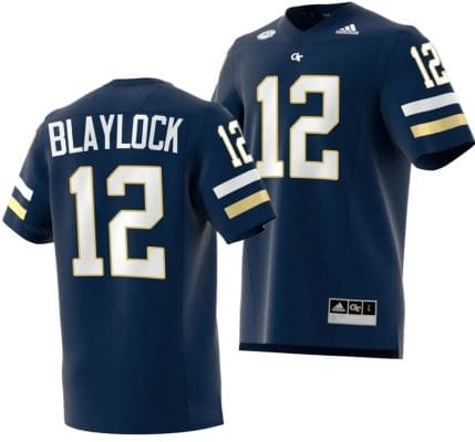 Dominick Blaylock Jersey #12 Georgia Tech Yellow Jackets 2023 Premier Football Uniform Navy