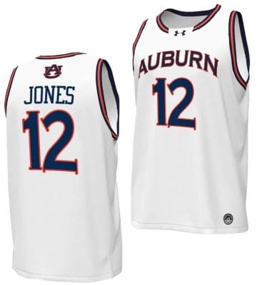 Denver Jones Jersey #12 Auburn Tigers Replica College Basketball 2023-24 White 8 Denver Jones Jersey #12 Auburn Tigers Replica College Basketball 2023-24 White