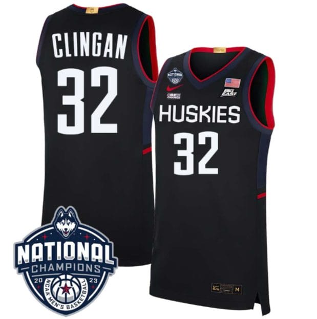 Donovan Clingan Jersey #31 UConn Huskies 2023 National Champions College Basketball Black 1 Donovan Clingan Jersey #31 UConn Huskies 2023 National Champions College Basketball Black