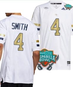 Dontae Smith Jersey #4 Georgia Tech Yellow Jackets 2023 Gasparilla Bowl Patch Football White
