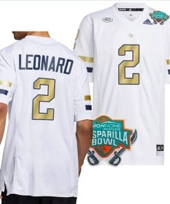 Dylan Leonard Jersey #2 Georgia Tech Yellow Jackets 2023 Gasparilla Bowl Patch Football White