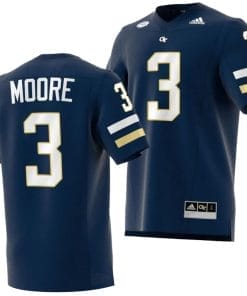 DJ Moore Jersey #3 Georgia Tech Yellow Jackets 2023 Premier Football Uniform Navy