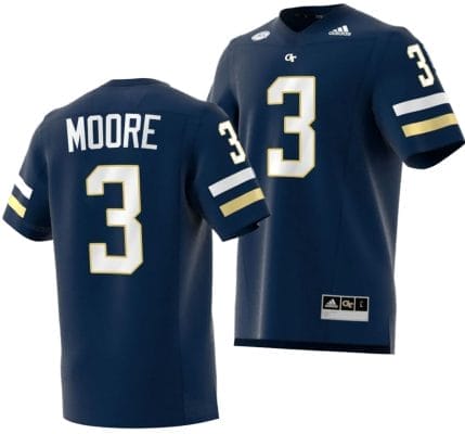 DJ Moore Jersey #3 Georgia Tech Yellow Jackets 2023 Premier Football Uniform Navy