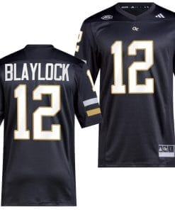 Dominick Blaylock Jersey #12 Georgia Tech Yellow Jackets 2023 Premier Football Uniform Black