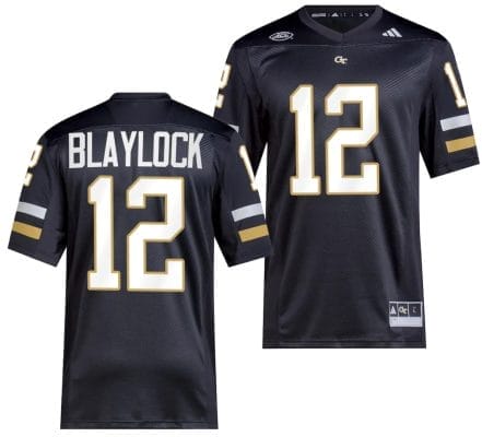 Dominick Blaylock Jersey #12 Georgia Tech Yellow Jackets 2023 Premier Football Uniform Black