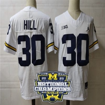 Daxton Hill Jersey #30 Michigan Wolverines Football 2023 National Champions Patch White