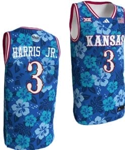 Dajuan Harris Jr Jersey #3 Kansas Jayhawks Bill Self Game College Basketball Blue Maui Strong