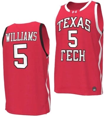 Darrion Williams Jersey #5 Texas Tech Red Raiders Basketball uniform Red 8 Darrion Williams Jersey #5 Texas Tech Red Raiders Basketball uniform Red