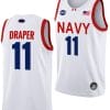Donovan Draper Jersey #11 Navy Midshipmen NASA-Themed Basketball uniform 2023-24 White 4 Donovan Draper Jersey #11 Navy Midshipmen NASA-Themed Basketball uniform 2023-24 White