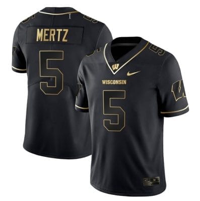 Graham Mertz Jersey #5 Wisconsin Badgers Gold Vapor College Football Black Gold