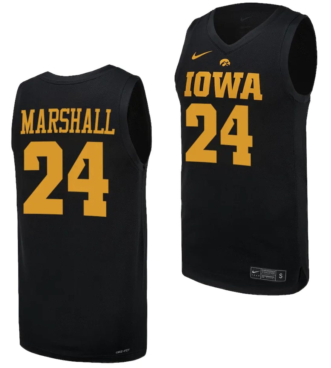 Gabbie Marshall Jersey #24 Iowa Hawkeyes Basketball uniform 2023-24 Black 1 Gabbie Marshall Jersey #24 Iowa Hawkeyes Basketball uniform 2023-24 Black