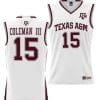 Henry Coleman III Jersey #15 Texas Aggies NIL College Basketball Jersey Lightweight White