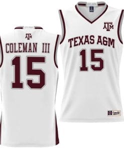 Henry Coleman III Jersey #15 Texas Aggies NIL College Basketball Jersey Lightweight White