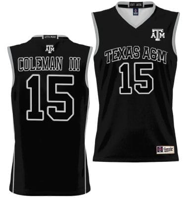 Henry Coleman III Jersey #15 Texas Aggies NIL College Basketball Jersey Lightweight Black