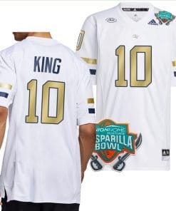 Haynes King Jersey #10 Georgia Tech Yellow Jackets 2023 Gasparilla Bowl Patch Football White