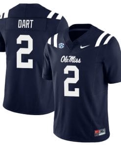 Jaxson Dart Jersey #2 Ole Miss Rebels Football All Stitched Navy