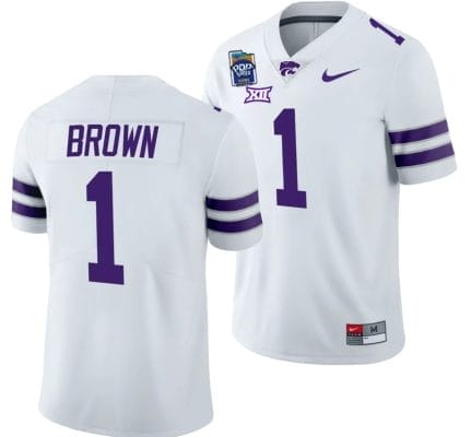 Jayce Brown Jersey #1 Kansas State Wildcats 2023 Pop-Tarts Bowl Football White