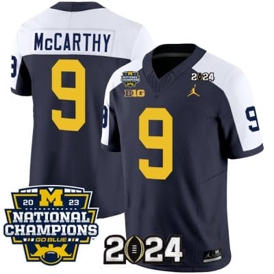 JJ McCarthy Jersey #9 Michigan Wolverines Vapor Limited Football 2024 National Champions Patch Alternate