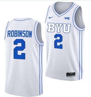 Jaxson Robinson Jersey #2 BYU Cougars College Basketball Jersey 2022-23 White