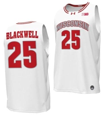 John Blackwell Jersey #25 Wisconsin Badgers By the Players Basketball 2023-24 White