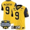 JJ McCarthy Jersey #9 Michigan Wolverines Vapor Limited Football 2024 National Champions Patch Navy Sleeves